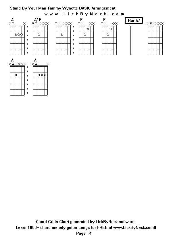 Chord Grids Chart of chord melody fingerstyle guitar song-Stand By Your Man-Tammy Wynette-BASIC Arrangement,generated by LickByNeck software.